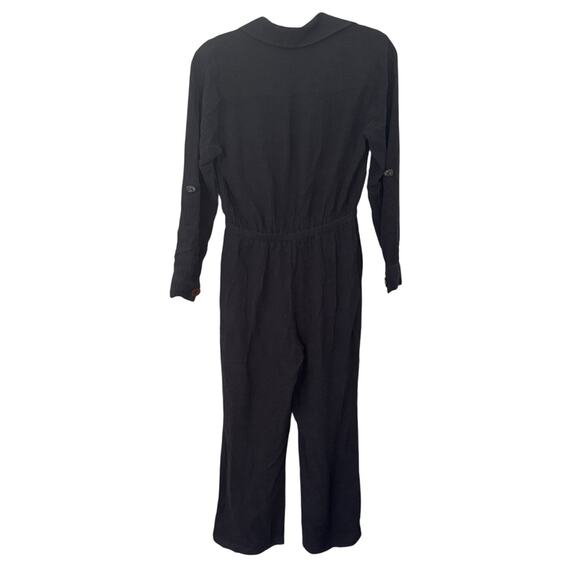 Soft Surroundings Cannes Black Crinkle Gauze Jumpsuit Petite Small - Picture 4 of 12